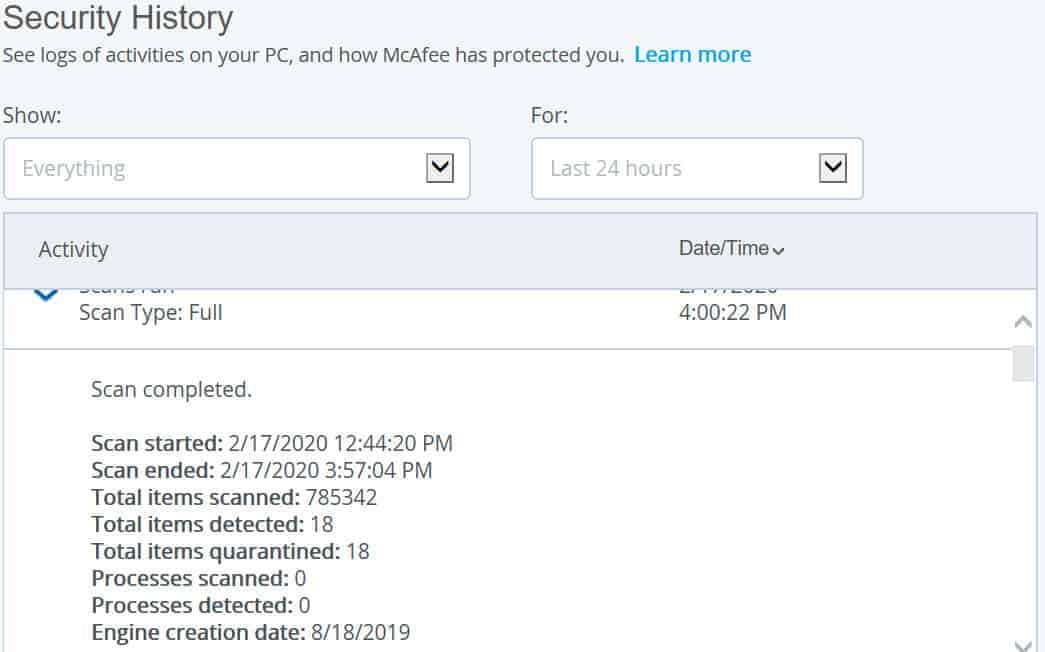 McAfee security history
