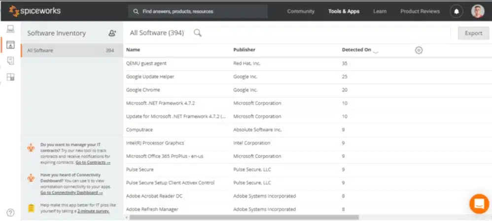 Spiceworks Inventory Network Security Auditing Tools