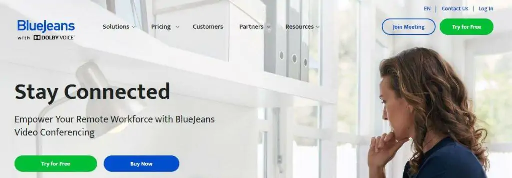 BlueJeans homepage.