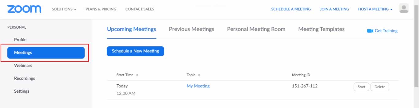 Zoom meetings option