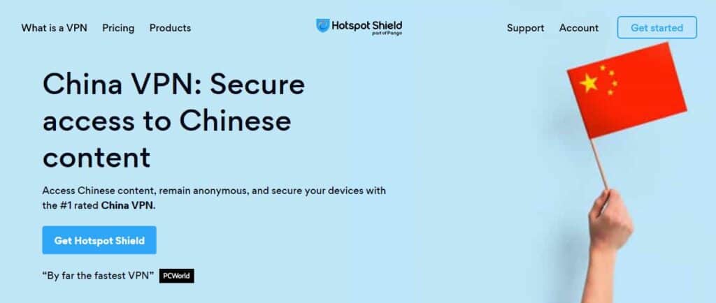 Banner VPN Hotspot Shield Cina.