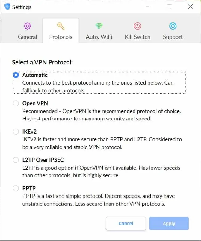 safervpn windows protocols