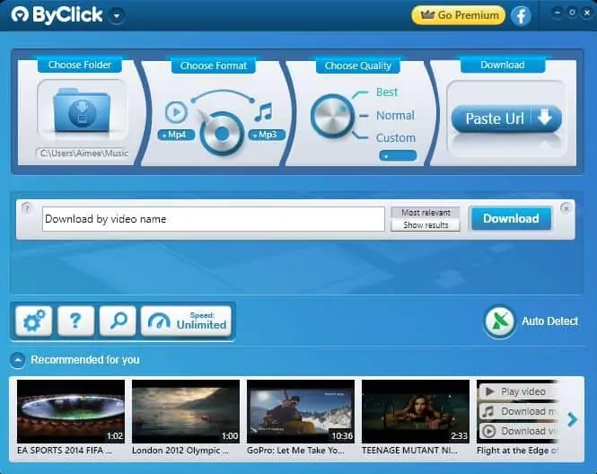 ByClick Downloader interface.