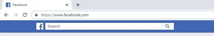 The HTTPS symbol on the Facebook website.