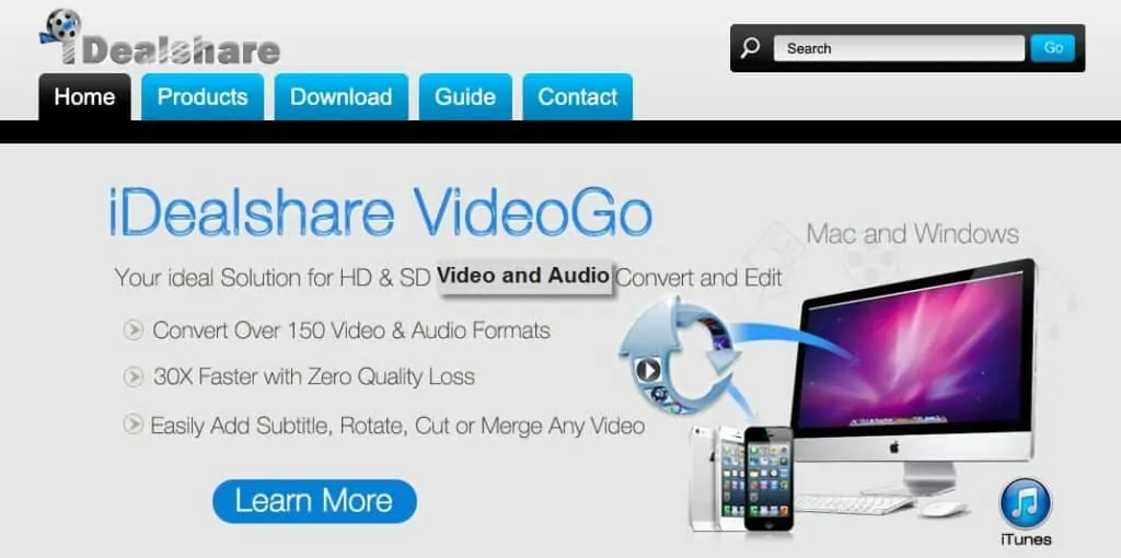 iDealshare VideoGo homepage.