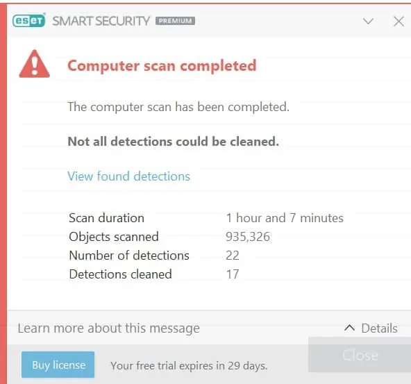 ESET Live malware sample results