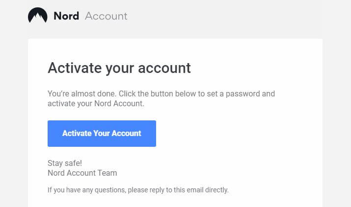 An account activation email.