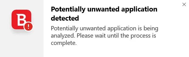 Bitdefender unwanted app alert