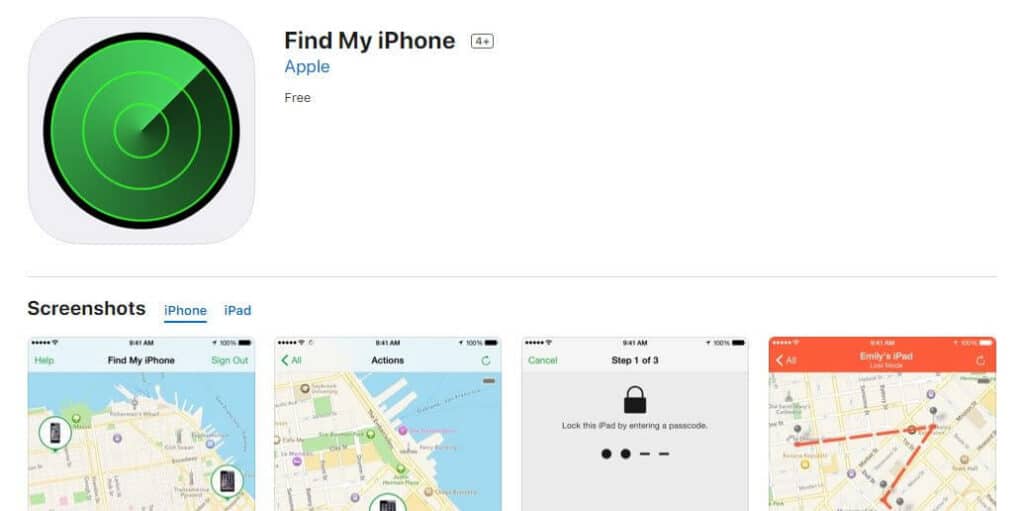 The Find My iPhone app.