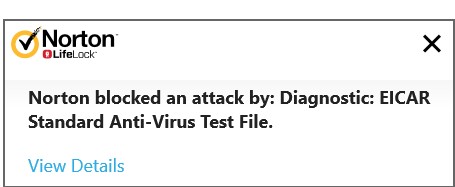 EICAR Standard Anti-Virus Test File.