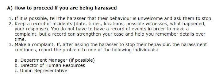 Example of harassment procedure.