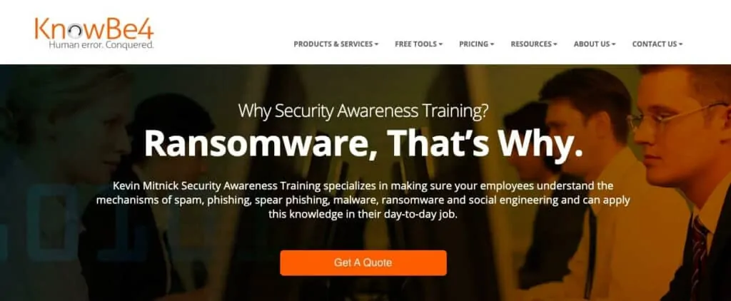KnowBe4 training page.