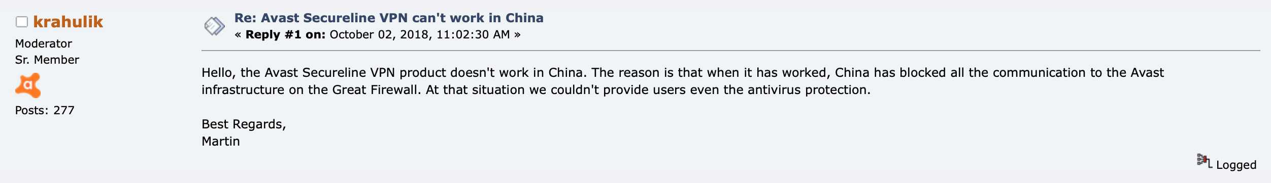 Avast Forum - No China