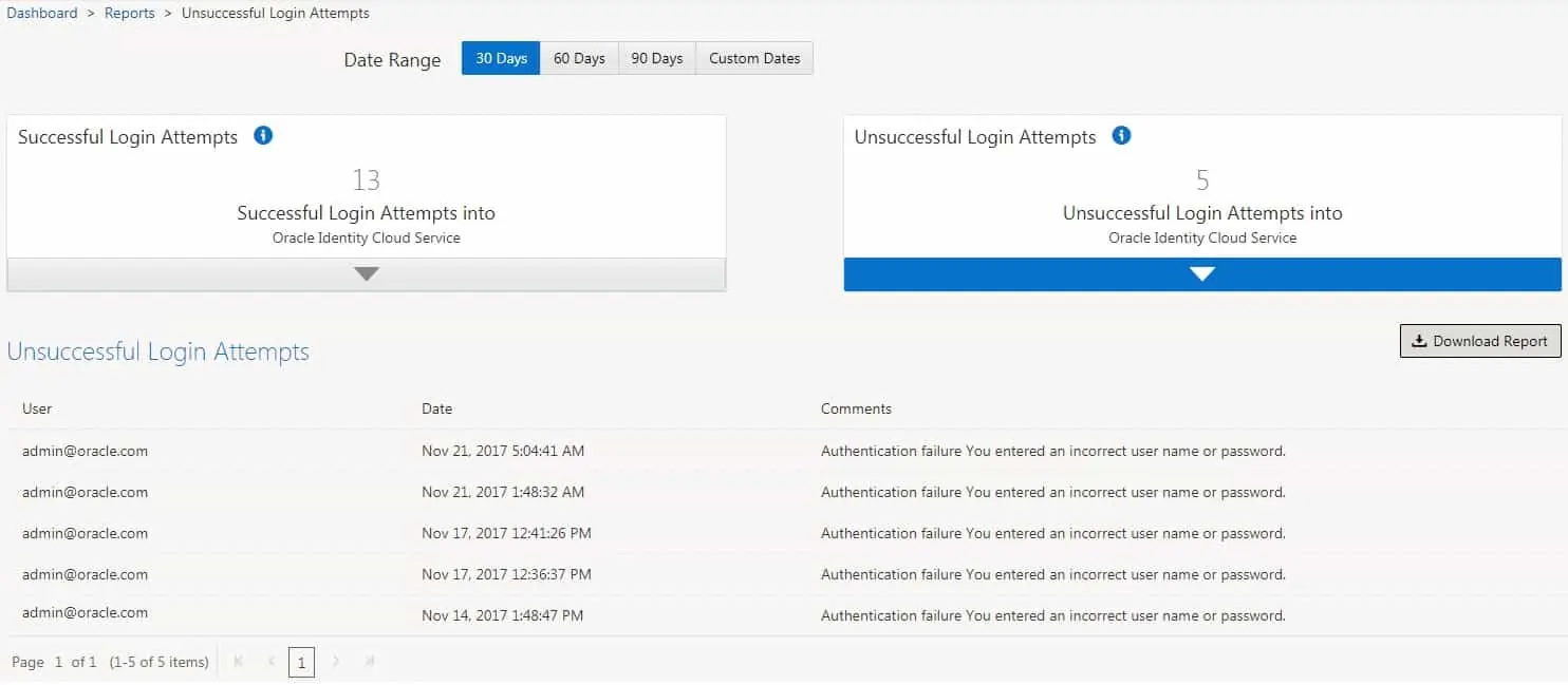 Oracle Identity Cloud Service - Logion Attempts