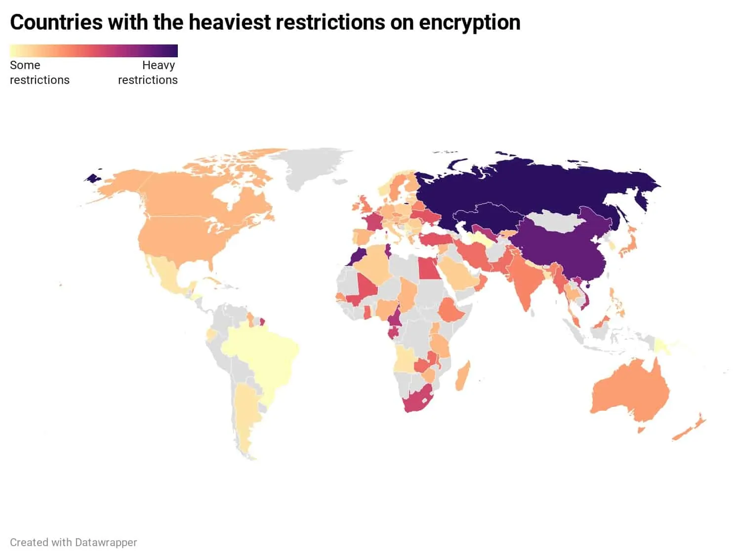 Countries with the heaviest restrictions on encryption