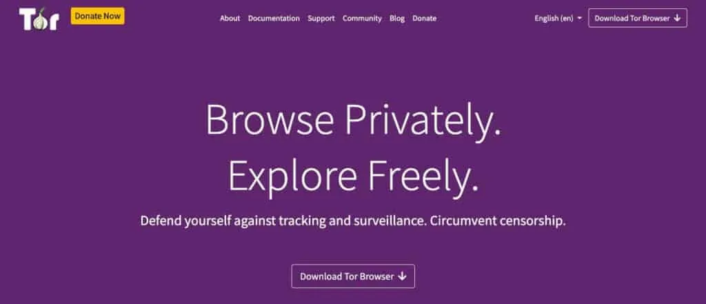 The Tor network homepage.
