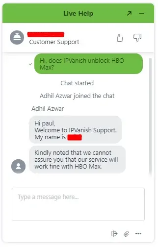 IPVanish Live-Chat-Support