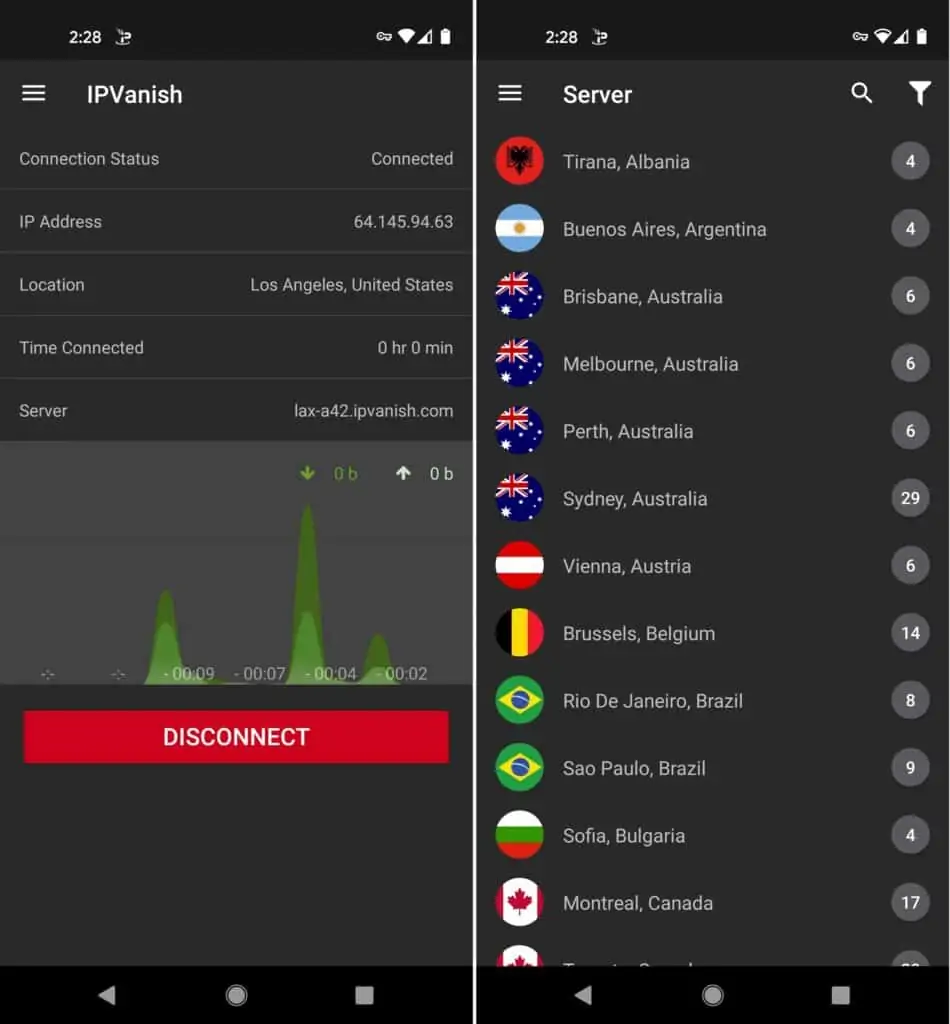 Mobile Android-App von IPVanish