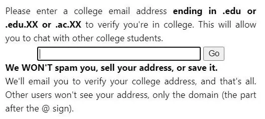 College email address entry.