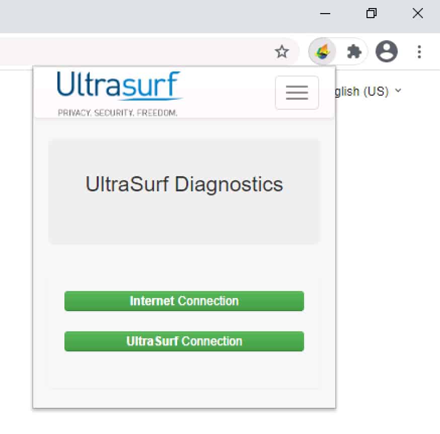 Ultrasurf - Chrome Extension Diagnostics