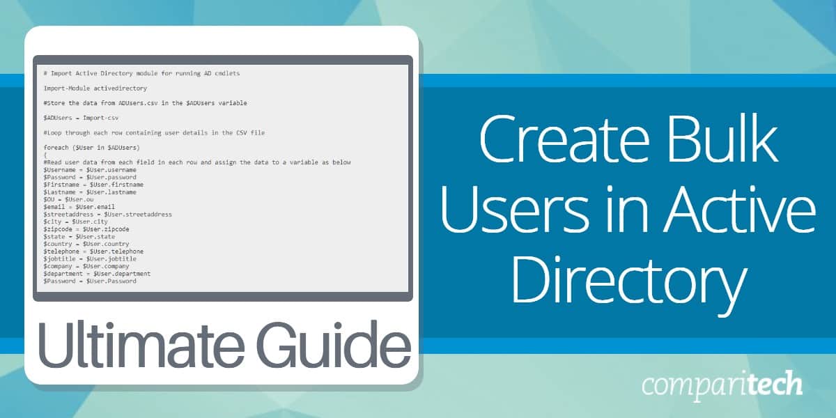 Create Bulk Users in Active Directory