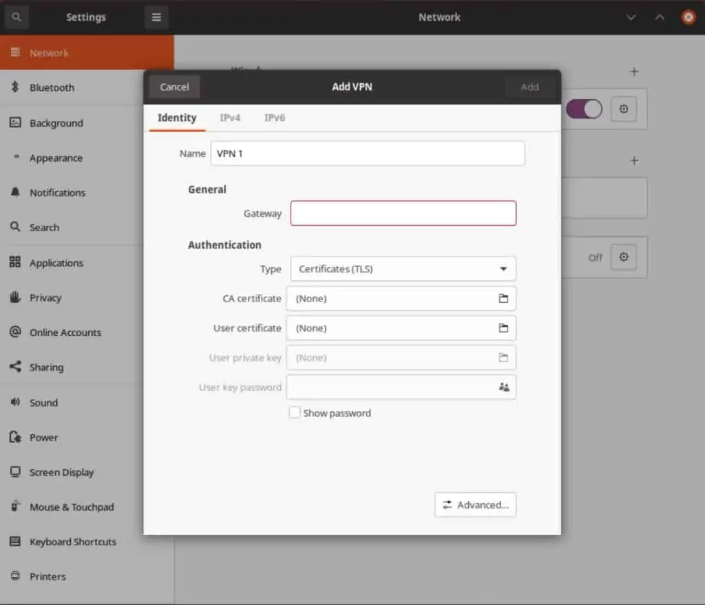 Ubuntu - Manual - VPN Settings