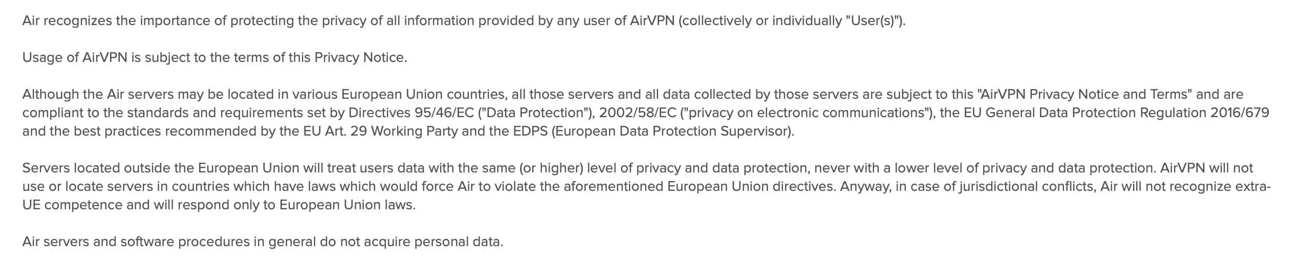 AirVPN - Privacy Policy 1