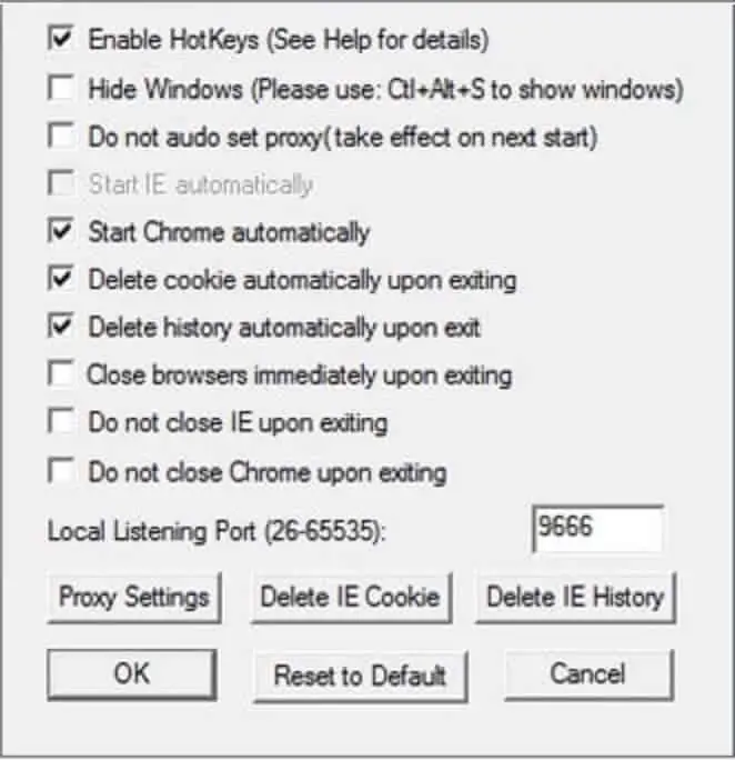 Ultrasurf - Windows Client Options