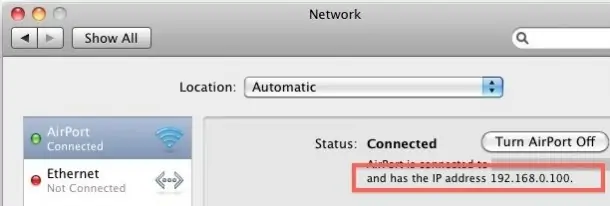 macOS IP address