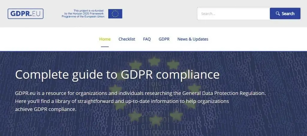 GDPR homepage.