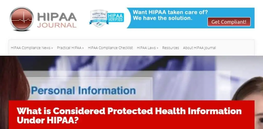 HIPAA journal page.