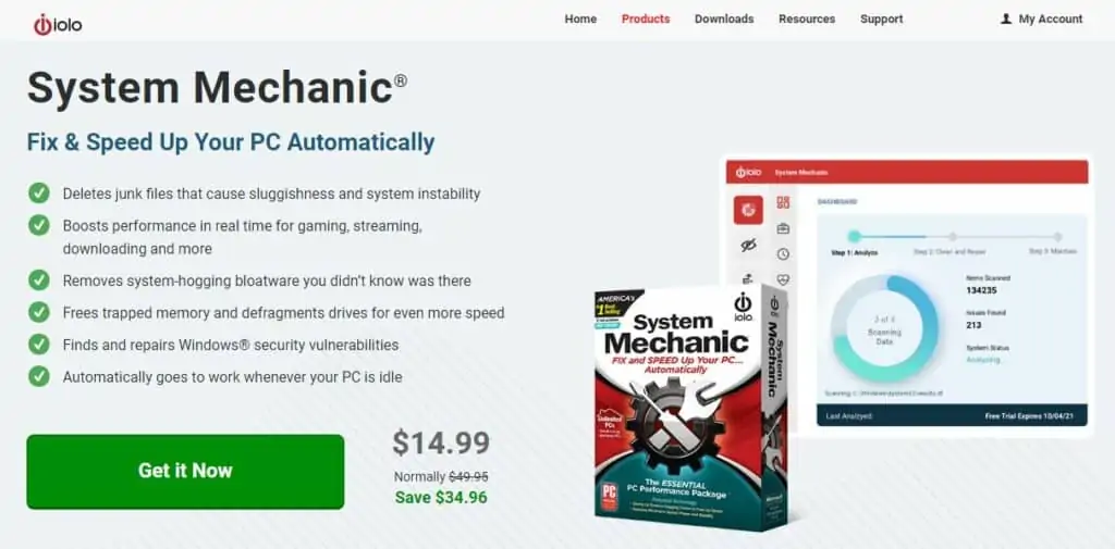 Iolo System Mechanic homepage.