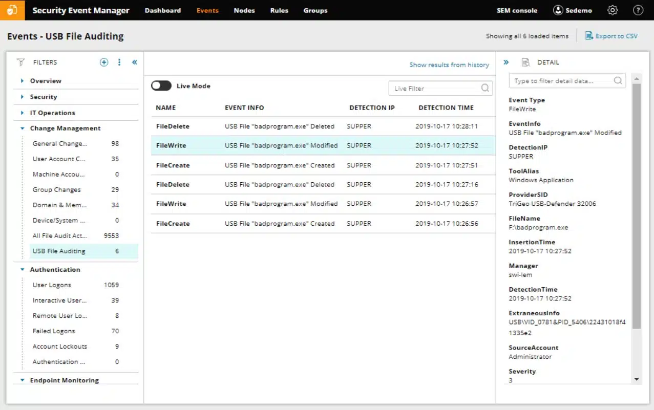 Solarwinds Security Event Manager file integrity monitoring