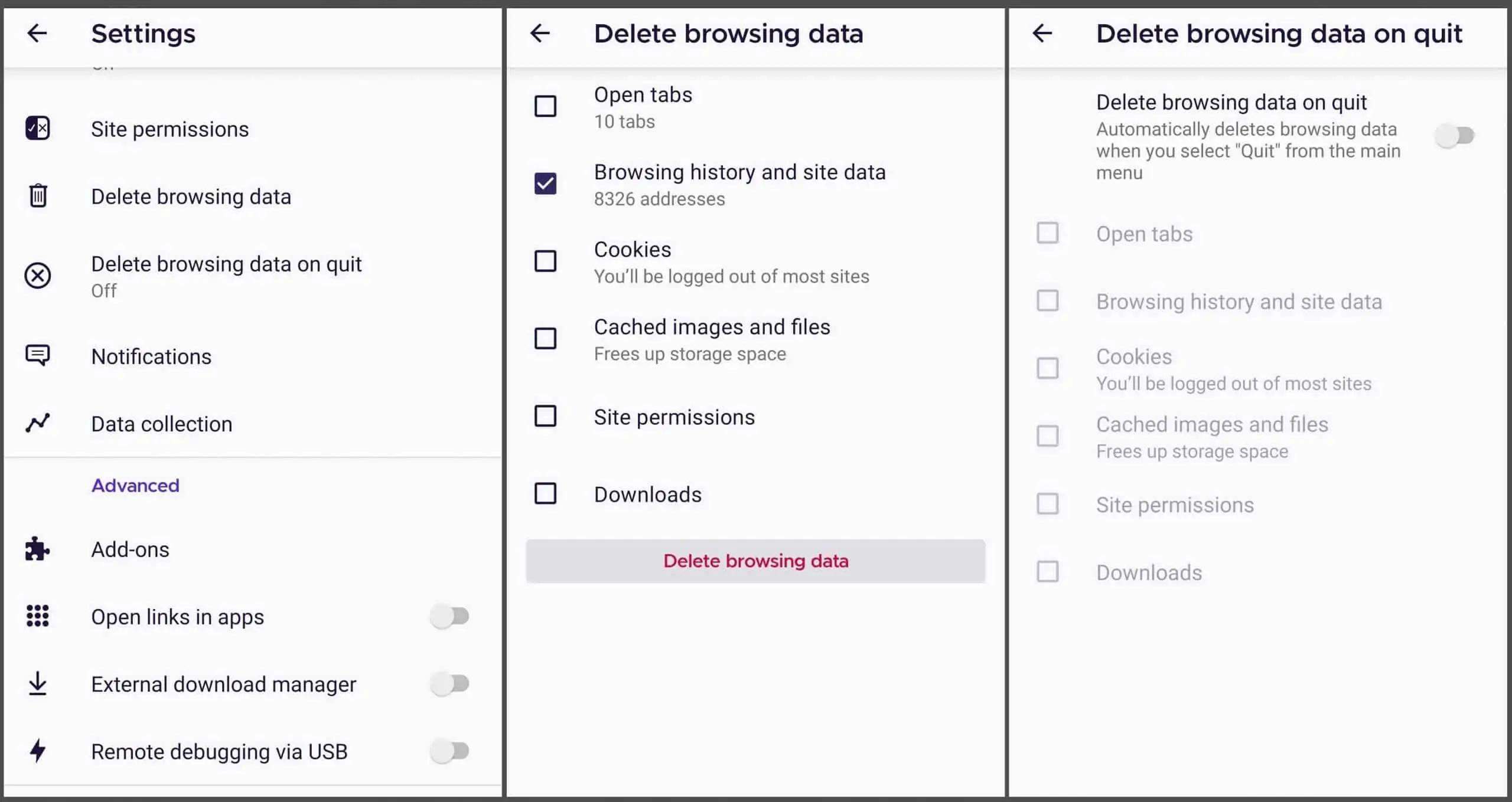 How to clear browser history firefox mobile
