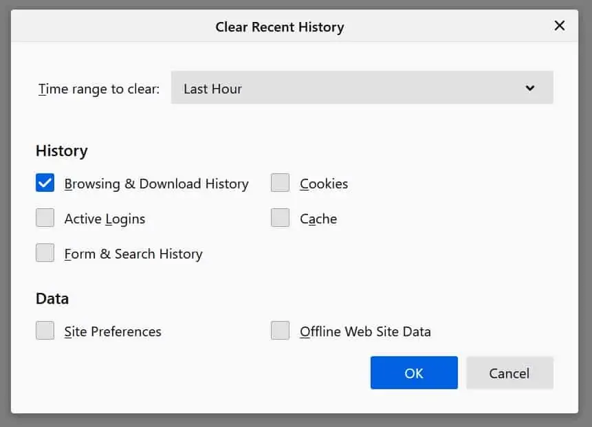 How to clear browser history in firefox