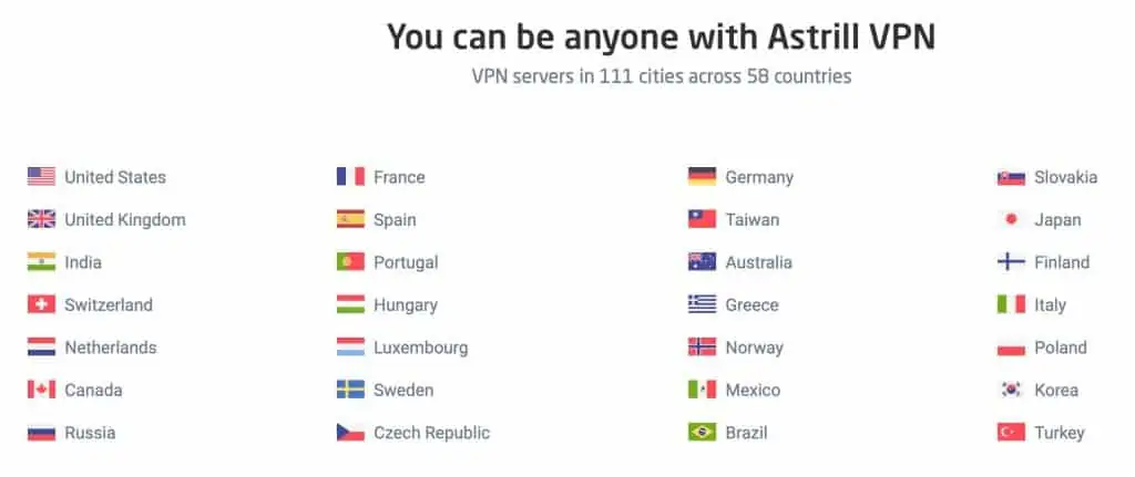 AstrillVPN - Servers