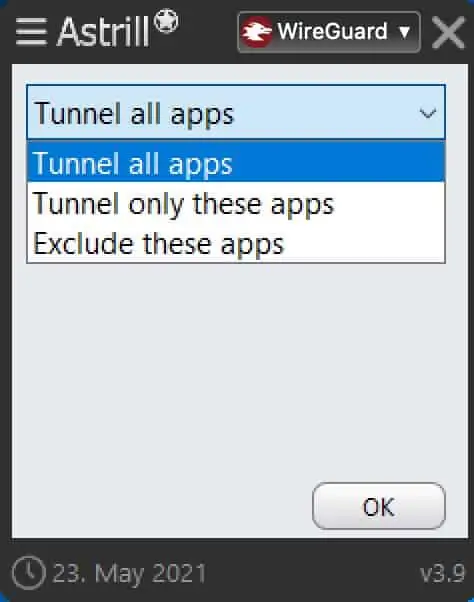 AstrillVPN - Client App - Split Tunneling