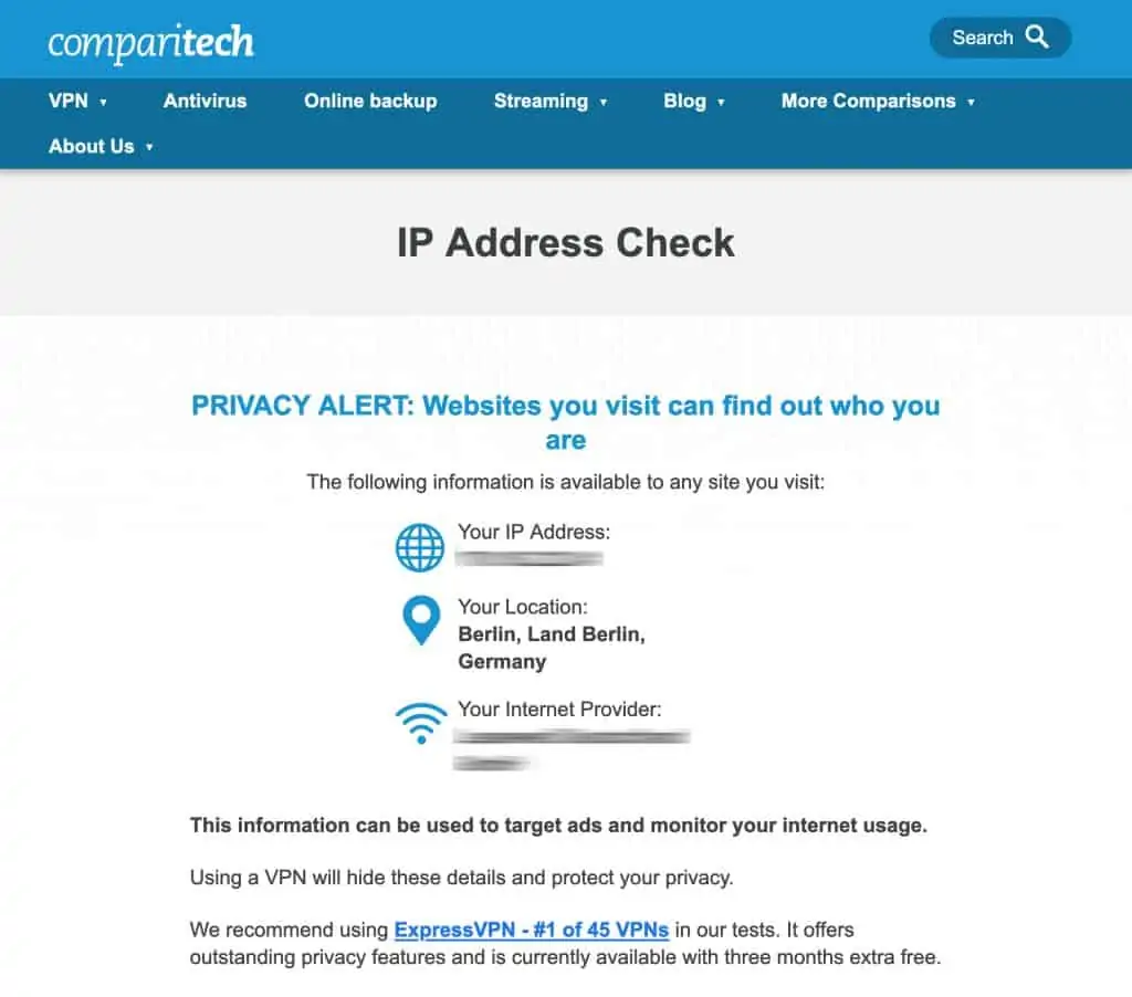 Comparitech IP Checker