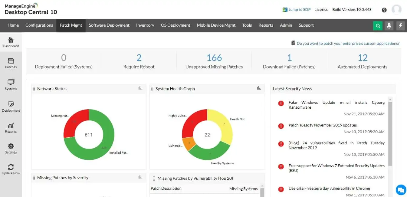 Atera Patch Management Software dashboard
