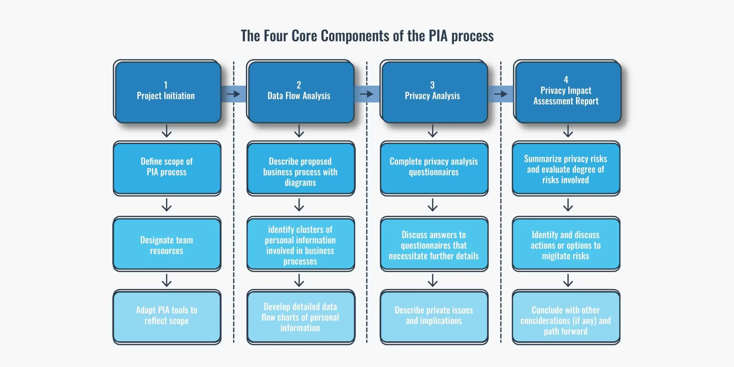 Diagram showing the four core components of the PIA process