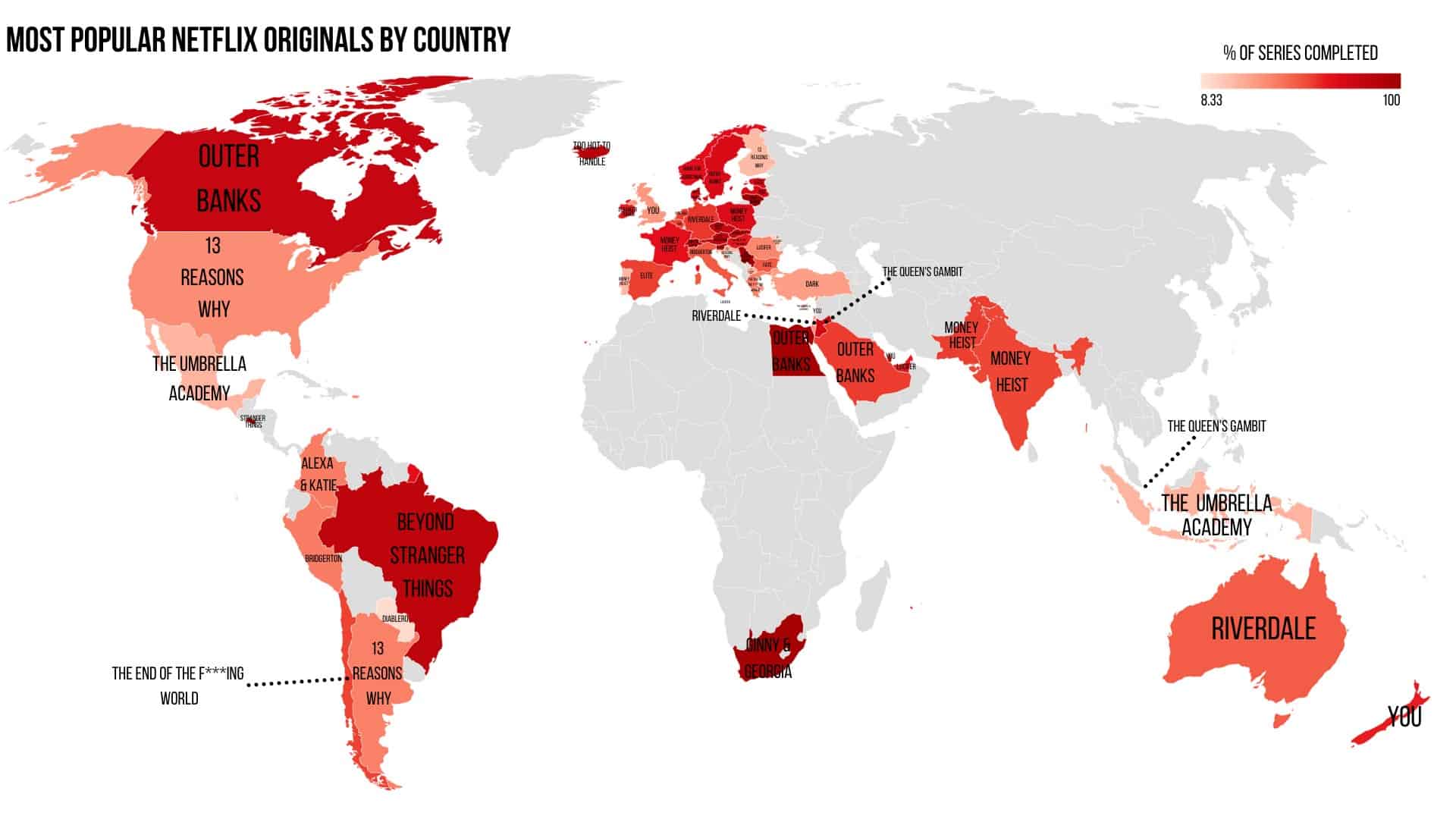 Most popular Netflix Originals by country