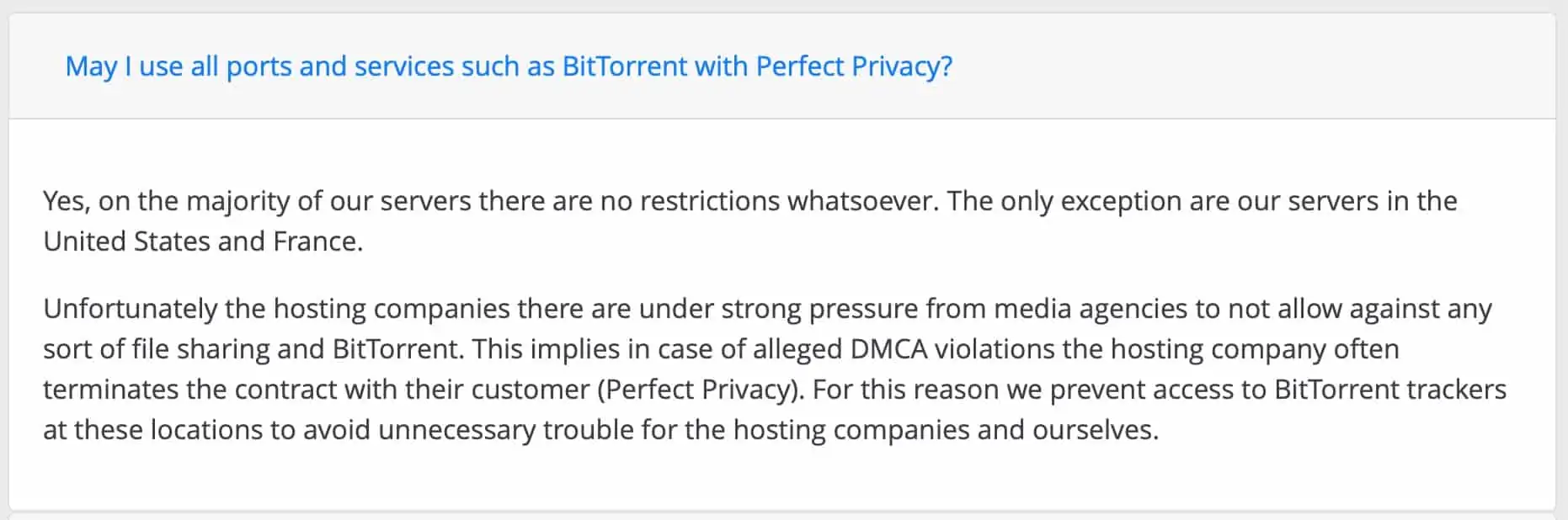 PerfectPrivacy - Torrenting