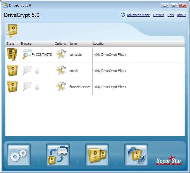DriveCrypt dashboard screenshot