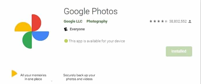Google Photos backup app android