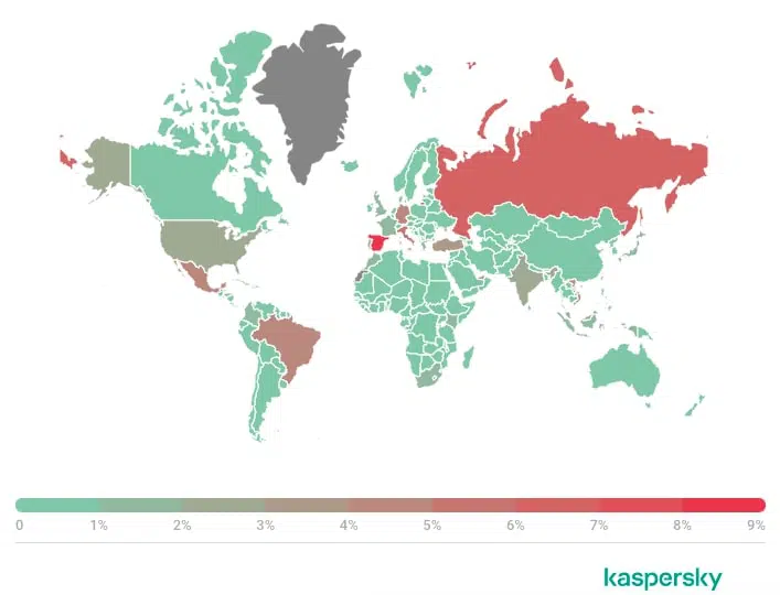 Kaspersky Countries and regions targeted by malicious mailings