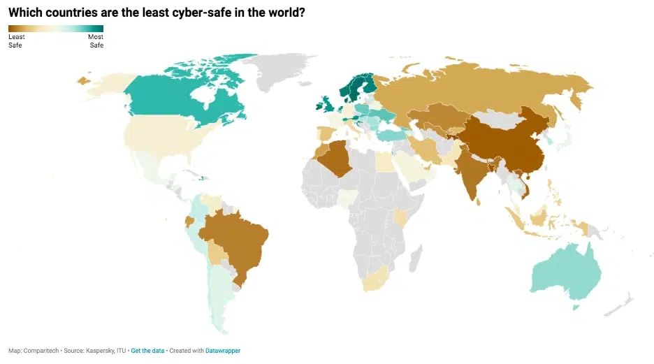 Which countries are the least cyber-safe in the world?