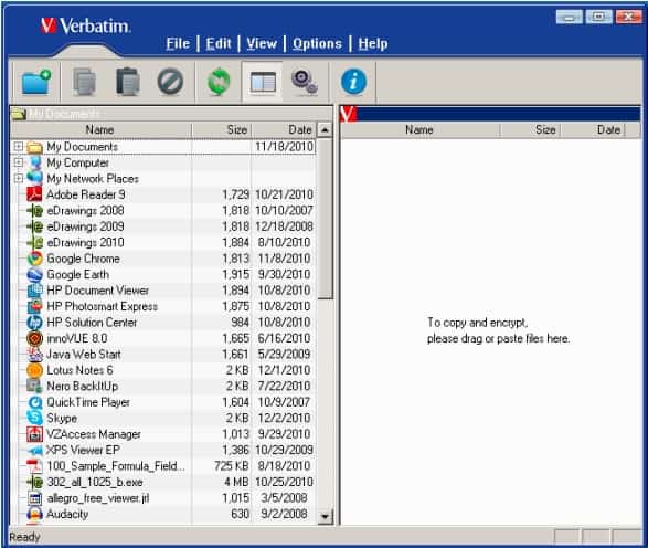 EasyLock's file explorer window