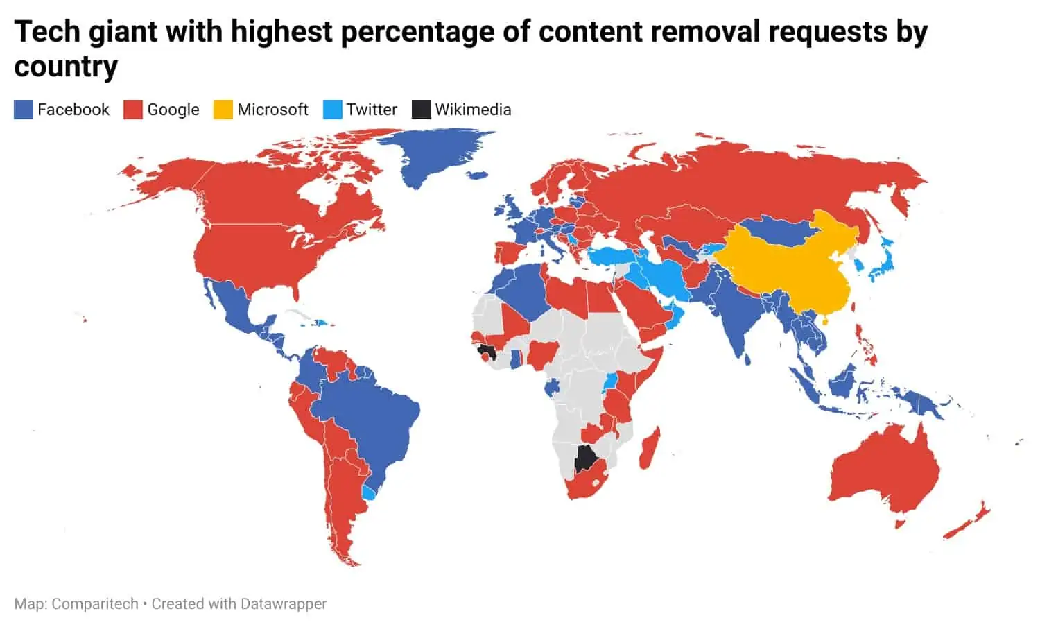 Tech giant government content removal requests