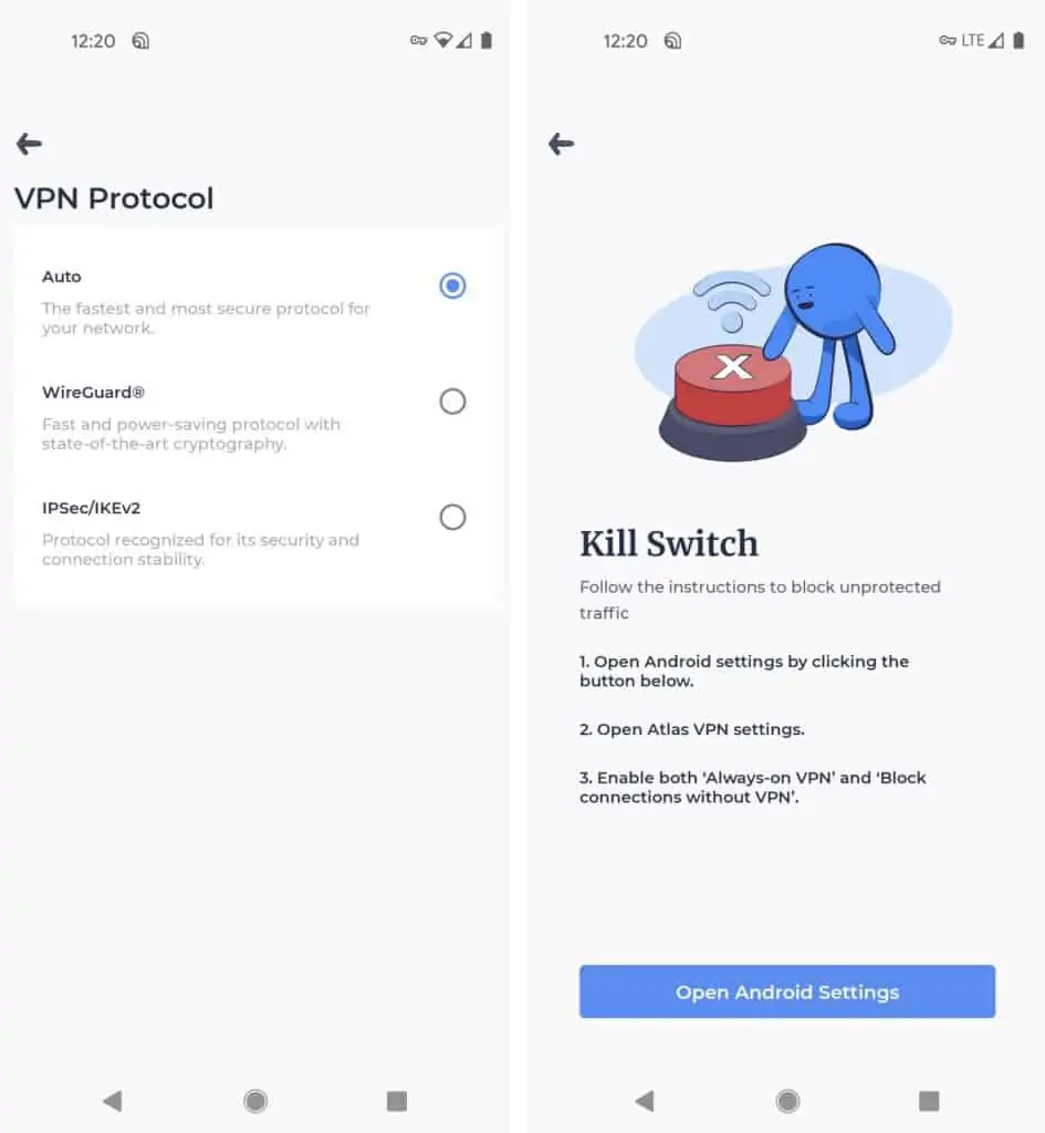 Atlas VPN – Android-Einstellungen