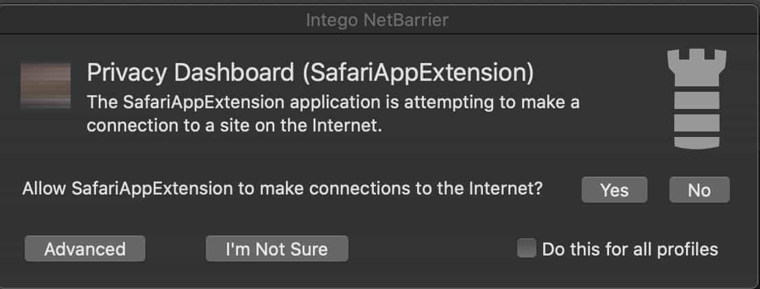 Intego - NetBarrier - Notificación